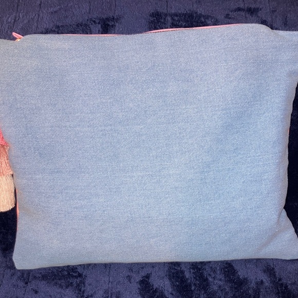 Pink up cycled Cosmetic Bag with Tassel Charm stuffed full of beauty items - Picture 10 of 16